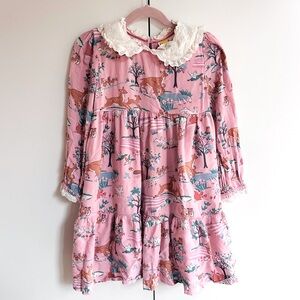 Mini Boden woodland scene tiered dress